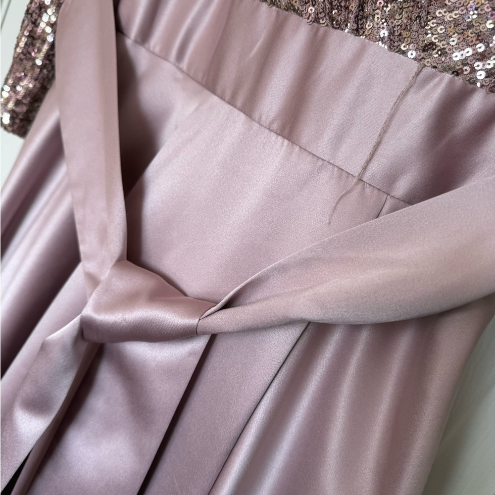 Xscape 3/4 Sleeve Sequin Top Stain Ballgown Mauve 12 - Picture 6 of 11